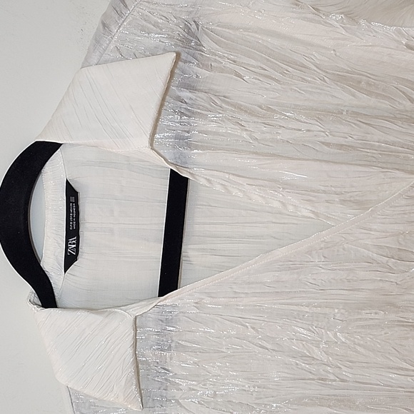 Zara Wrinkle Satin Effect Blouse Top Size Small - Picture 7 of 16